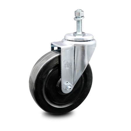 Service Caster 5 Inch Hard Rubber Wheel Swivel 10mm Threaded Stem Caster SCC-TS20S514-HRS-M1015